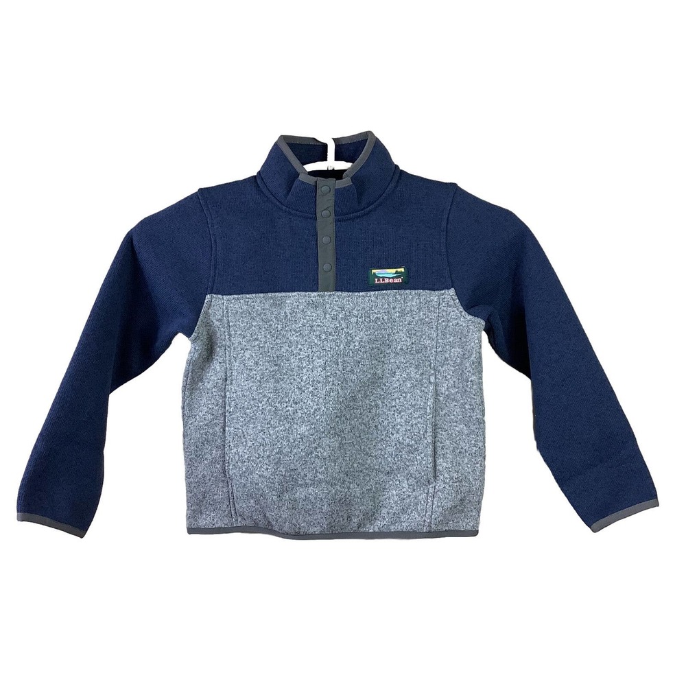 L.L. Bean Youth Navy Blue/ Gray Fleece Pullover Knit Sweater Size 6/7